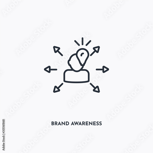 Brand Awareness outline icon. Simple linear element illustration. Isolated line Brand Awareness icon on white background. Thin stroke sign can be used for web, mobile and UI.
