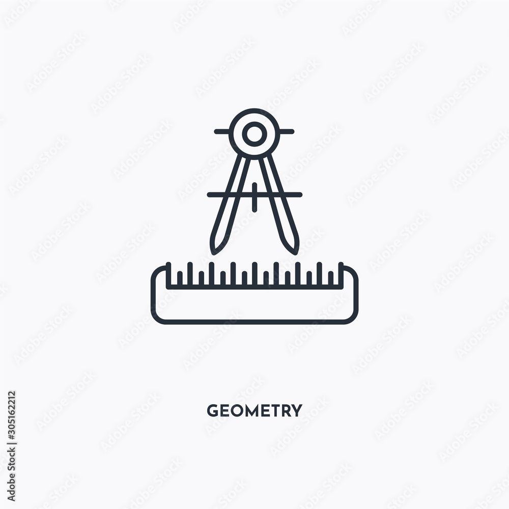 Fototapeta premium Geometry outline icon. Simple linear element illustration. Isolated line Geometry icon on white background. Thin stroke sign can be used for web, mobile and UI.