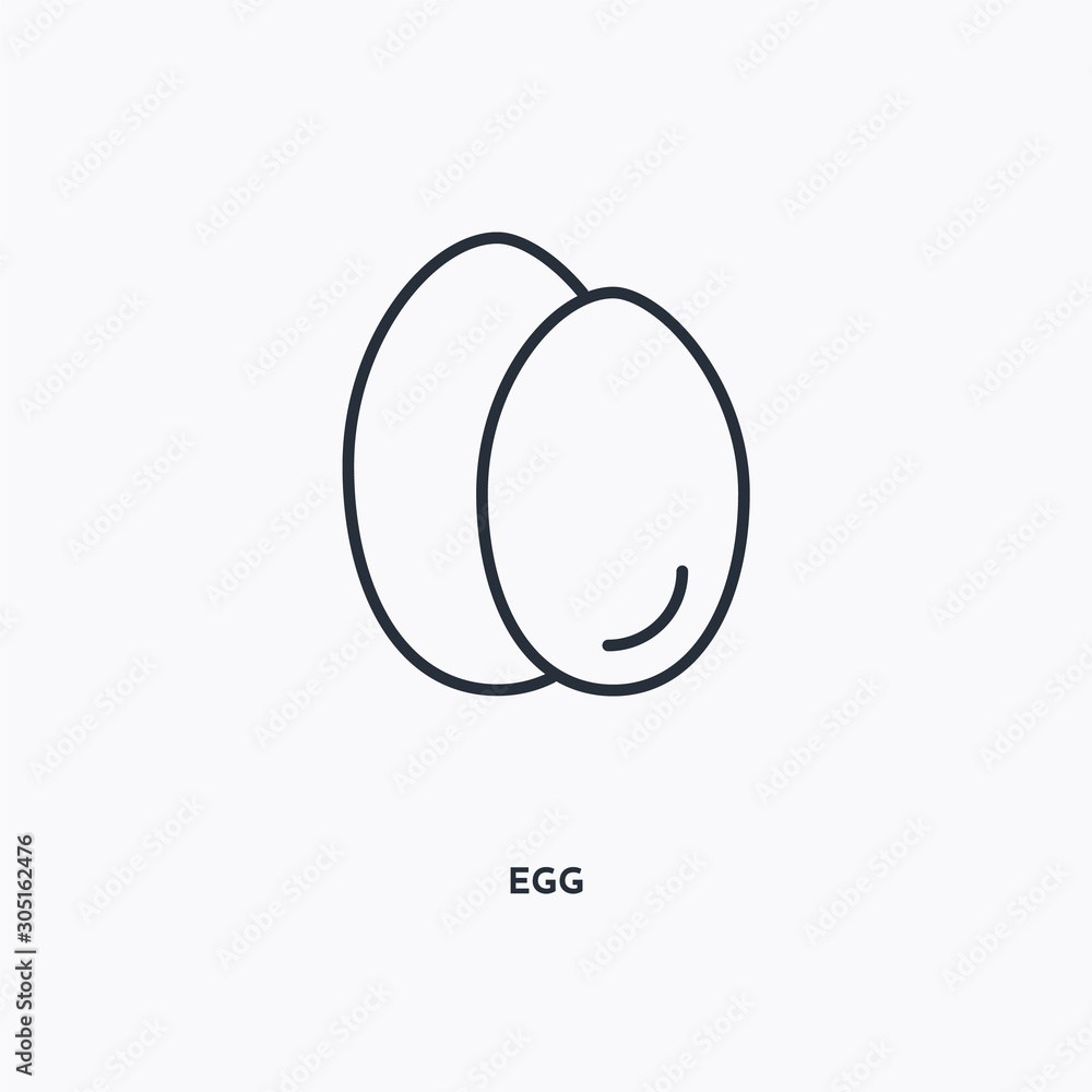 Egg outline icon. Simple linear element illustration. Isolated line Egg icon on white background. Thin stroke sign can be used for web, mobile and UI. Egg outline icon. Simple linear element illustration. Isolated line Egg icon on white background. Thin stroke sign can be used for web, mobile and UI.