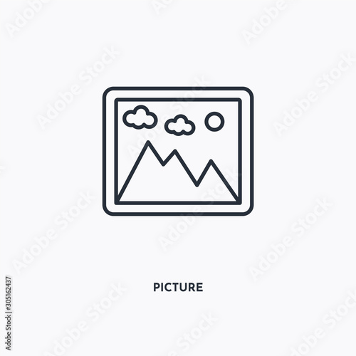 Picture outline icon. Simple linear element illustration. Isolated line Picture icon on white background. Thin stroke sign can be used for web, mobile and UI.