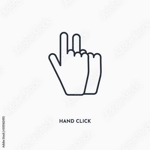 Hand click outline icon. Simple linear element illustration. Isolated line Hand click icon on white background. Thin stroke sign can be used for web, mobile and UI.