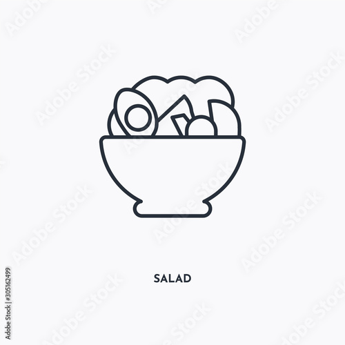 Salad outline icon. Simple linear element illustration. Isolated line Salad icon on white background. Thin stroke sign can be used for web, mobile and UI.