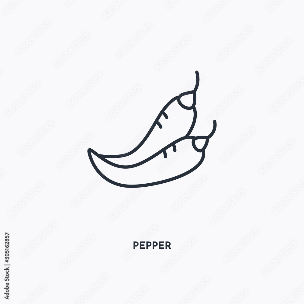 Pepper outline icon. Simple linear element illustration. Isolated line Pepper icon on white background. Thin stroke sign can be used for web, mobile and UI. Pepper outline icon. Simple linear element illustration. Isolated line Pepper icon on white background. Thin stroke sign can be used for web, mobile and UI.
