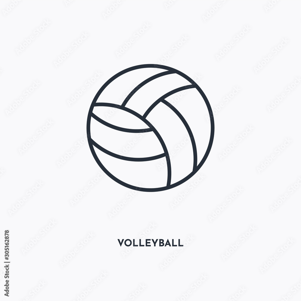 volleyball outline icon. Simple linear element illustration. Isolated line volleyball icon on white background. Thin stroke sign can be used for web, mobile and UI.