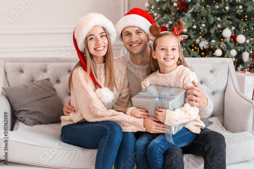 Happy young family with Chr...
