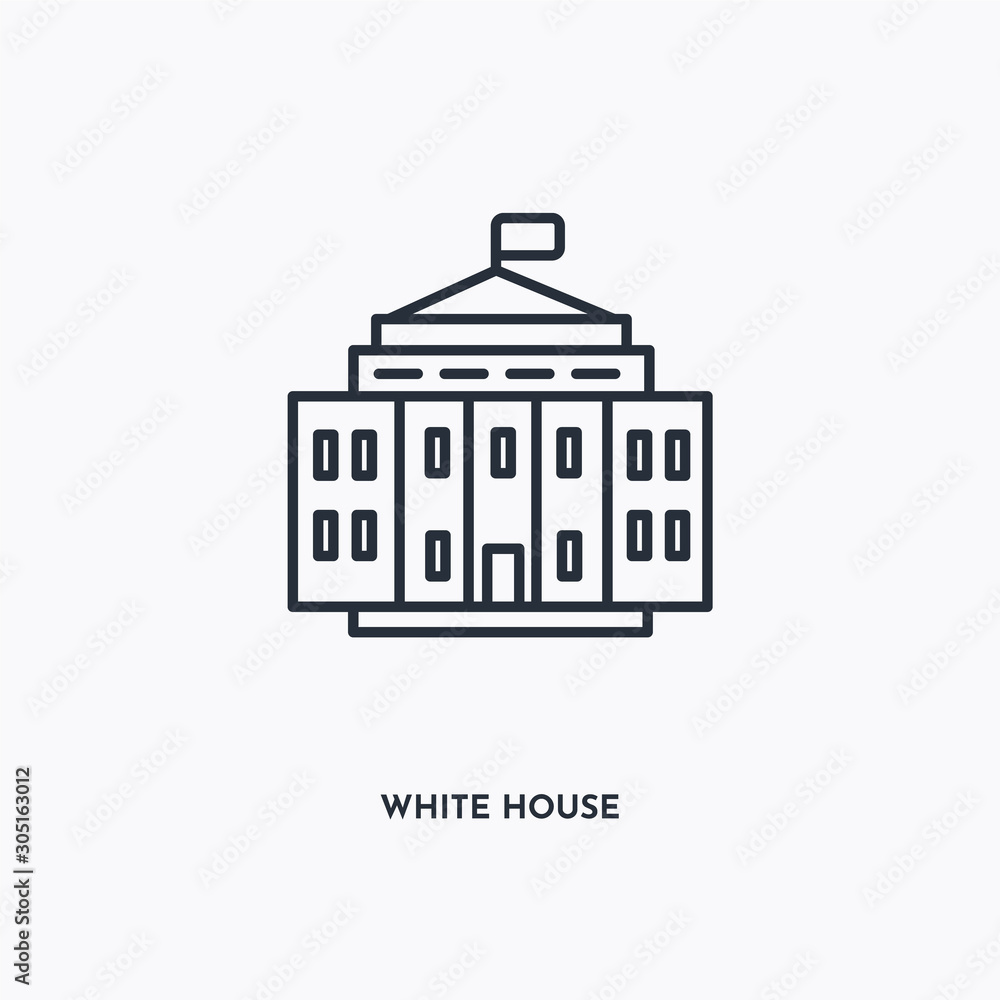 White House outline icon. Simple linear element illustration. Isolated line White House icon on white background. Thin stroke sign can be used for web, mobile and UI.