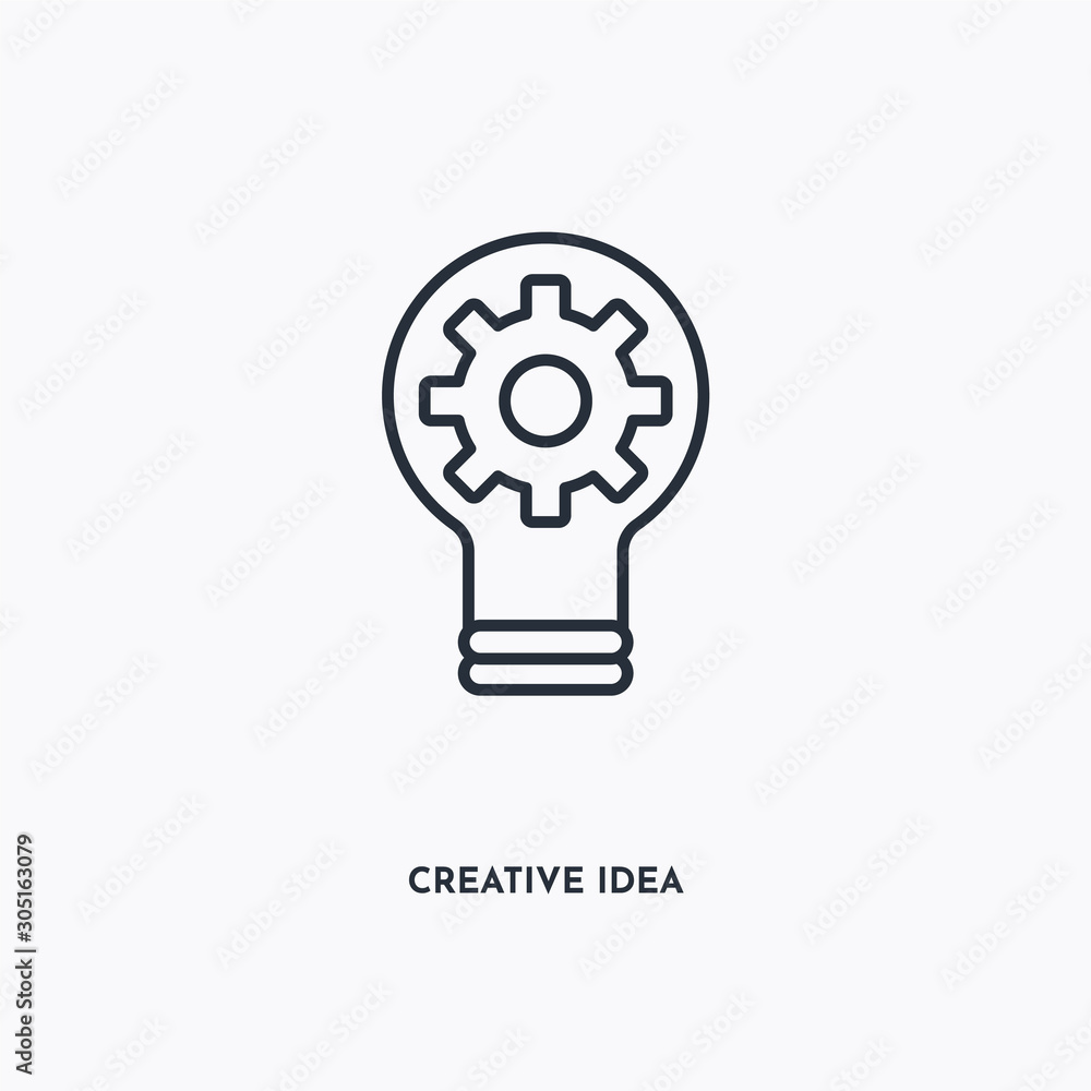 Creative idea outline icon. Simple linear element illustration. Isolated line Creative idea icon on white background. Thin stroke sign can be used for web, mobile and UI. Creative idea outline icon. Simple linear element illustration. Isolated line Creative idea icon on white background. Thin stroke sign can be used for web, mobile and UI.