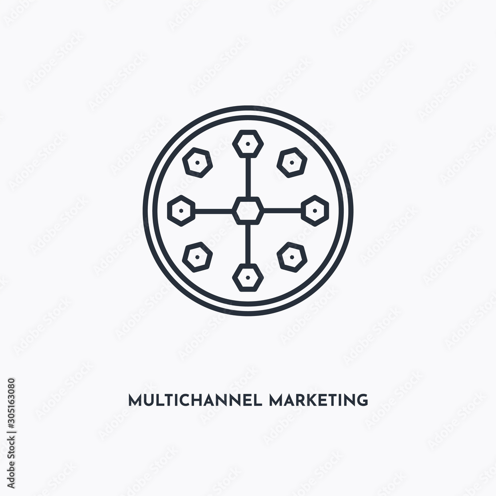 Multichannel Marketing outline icon. Simple linear element illustration. Isolated line Multichannel Marketing icon on white background. Thin stroke sign can be used for web, mobile and UI. Multichannel Marketing outline icon. Simple linear element illustration. Isolated line Multichannel Marketing icon on white background. Thin stroke sign can be used for web, mobile and UI.
