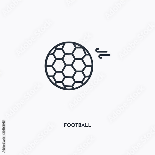 Football outline icon. Simple linear element illustration. Isolated line Football icon on white background. Thin stroke sign can be used for web, mobile and UI.