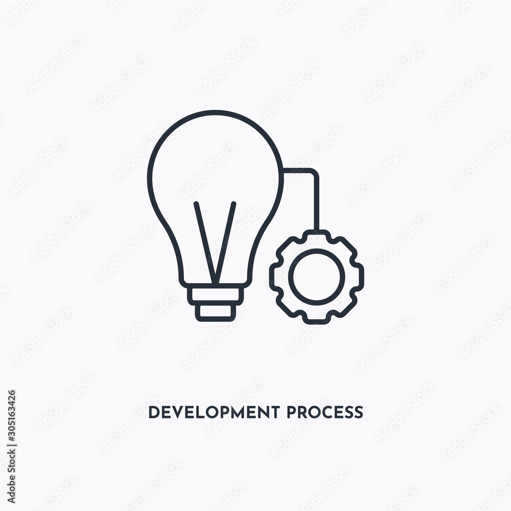 development process outline icon. Simple linear element illustration. Isolated line development process icon on white background. Thin stroke sign can be used for web, mobile and UI. development process outline icon. Simple linear element illustration. Isolated line development process icon on white background. Thin stroke sign can be used for web, mobile and UI.