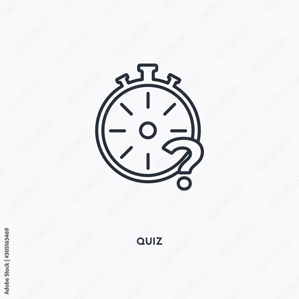 quiz outline icon. Simple linear element illustration. Isolated line quiz icon on white background. Thin stroke sign can be used for web, mobile and UI. quiz outline icon. Simple linear element illustration. Isolated line quiz icon on white background. Thin stroke sign can be used for web, mobile and UI.