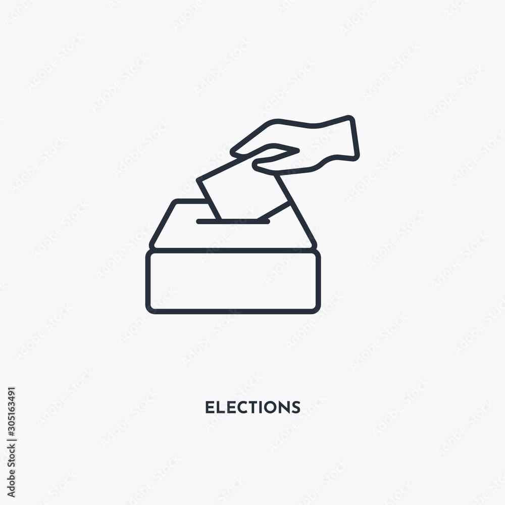 Elections outline icon. Simple linear element illustration. Isolated line Elections icon on white background. Thin stroke sign can be used for web, mobile and UI. Elections outline icon. Simple linear element illustration. Isolated line Elections icon on white background. Thin stroke sign can be used for web, mobile and UI.
