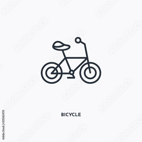 Bicycle outline icon. Simple linear element illustration. Isolated line Bicycle icon on white background. Thin stroke sign can be used for web  mobile and UI.