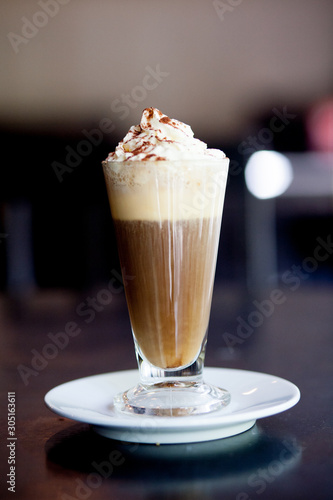 iced coffee with ice and cream