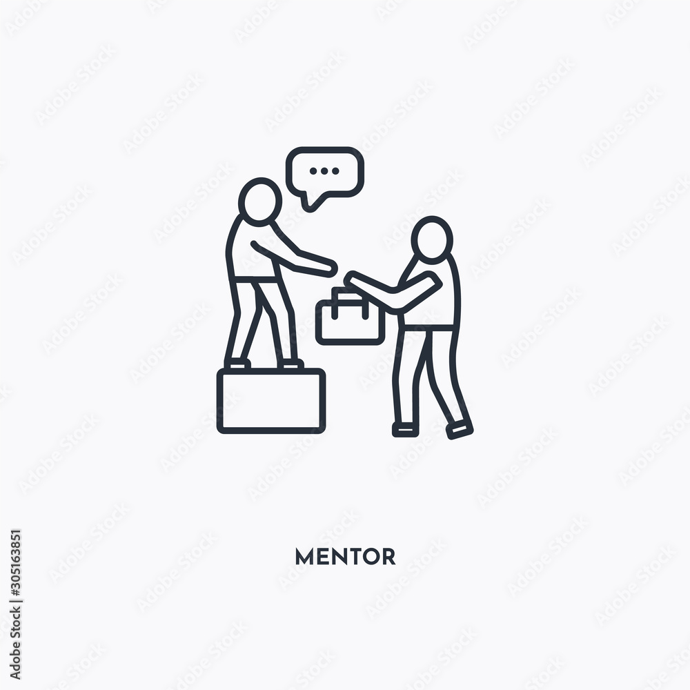 mentor outline icon. Simple linear element illustration. Isolated line mentor icon on white background. Thin stroke sign can be used for web, mobile and UI. mentor outline icon. Simple linear element illustration. Isolated line mentor icon on white background. Thin stroke sign can be used for web, mobile and UI.