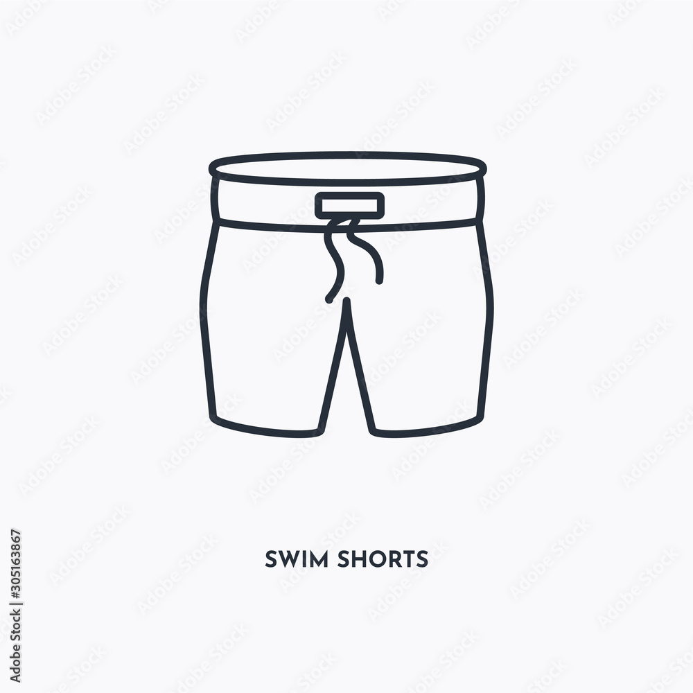 Swim Shorts outline icon. Simple linear element illustration. Isolated line Swim Shorts icon on white background. Thin stroke sign can be used for web, mobile and UI. Swim Shorts outline icon. Simple linear element illustration. Isolated line Swim Shorts icon on white background. Thin stroke sign can be used for web, mobile and UI.