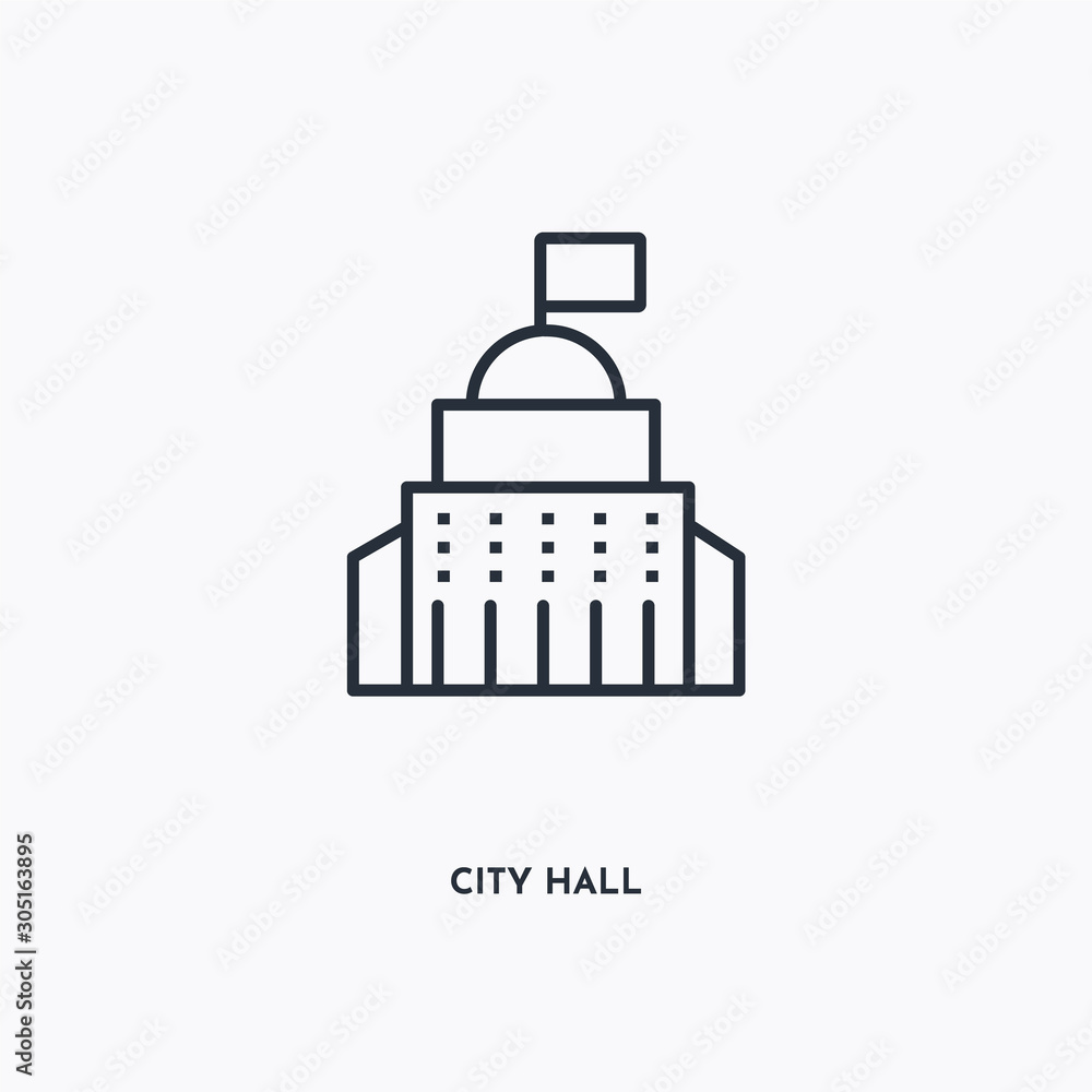 City hall outline icon. Simple linear element illustration. Isolated line City hall icon on white background. Thin stroke sign can be used for web, mobile and UI.