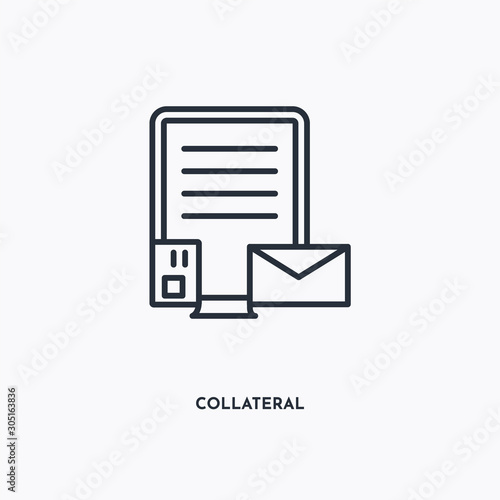 collateral outline icon. Simple linear element illustration. Isolated line collateral icon on white background. Thin stroke sign can be used for web, mobile and UI.