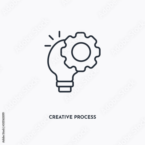 creative process outline icon. Simple linear element illustration. Isolated line creative process icon on white background. Thin stroke sign can be used for web, mobile and UI.