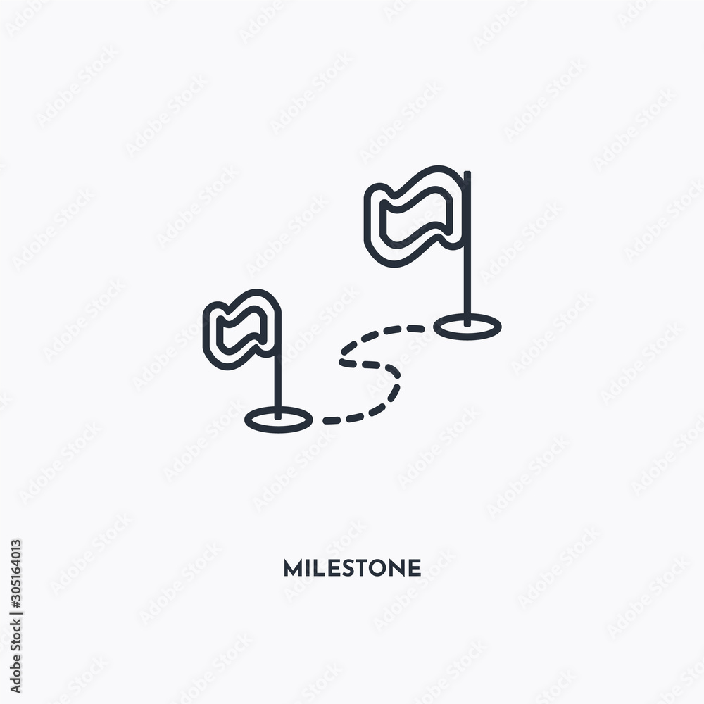 Milestone outline icon. Simple linear element illustration. Isolated line Milestone icon on white background. Thin stroke sign can be used for web, mobile and UI.
