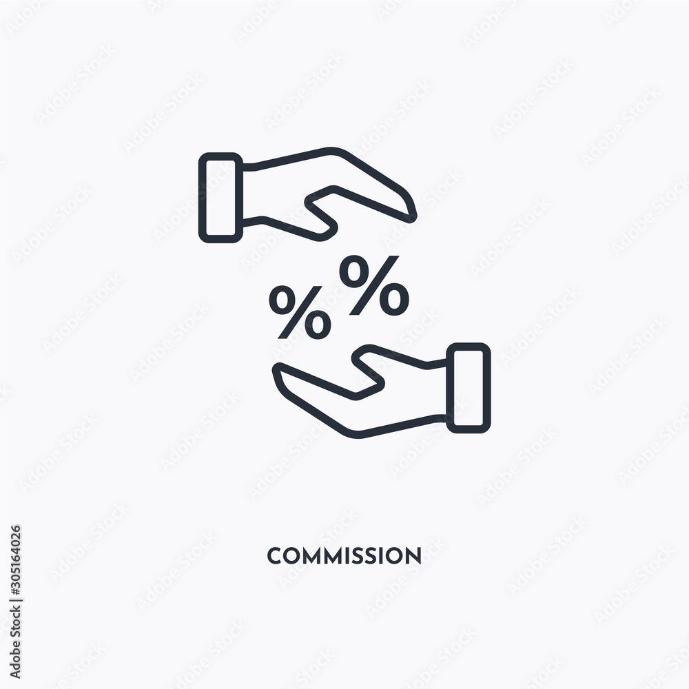 Commission outline icon. Simple linear element illustration. Isolated line Commission icon on white background. Thin stroke sign can be used for web, mobile and UI. Commission outline icon. Simple linear element illustration. Isolated line Commission icon on white background. Thin stroke sign can be used for web, mobile and UI.