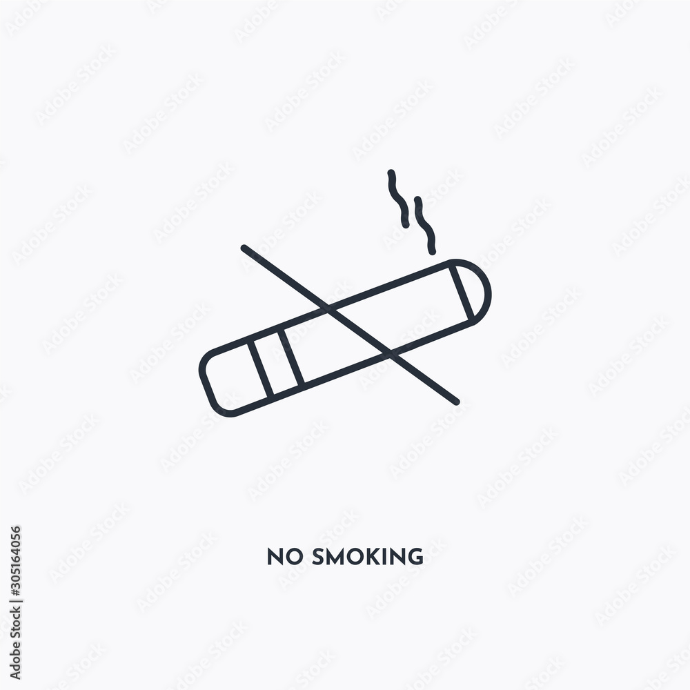 No smoking outline icon. Simple linear element illustration. Isolated line No smoking icon on white background. Thin stroke sign can be used for web, mobile and UI. No smoking outline icon. Simple linear element illustration. Isolated line No smoking icon on white background. Thin stroke sign can be used for web, mobile and UI.