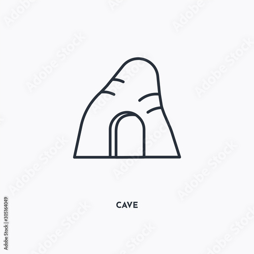 cave outline icon. Simple linear element illustration. Isolated line cave icon on white background. Thin stroke sign can be used for web, mobile and UI.