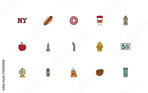 bundle of new york city set icons photo