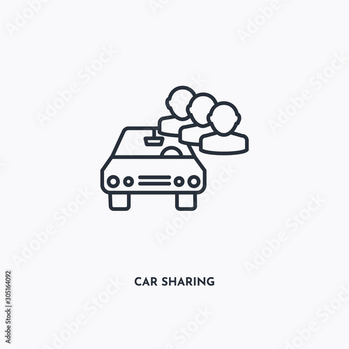 car sharing outline icon. Simple linear element illustration. Isolated line car sharing icon on white background. Thin stroke sign can be used for web, mobile and UI.