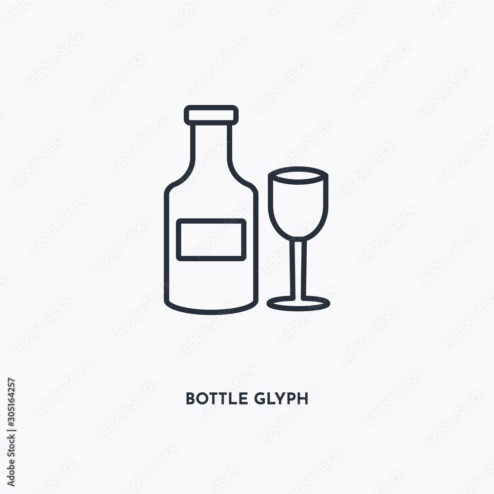 bottle glyph outline icon. Simple linear element illustration. Isolated line bottle glyph icon on white background. Thin stroke sign can be used for web, mobile and UI. bottle glyph outline icon. Simple linear element illustration. Isolated line bottle glyph icon on white background. Thin stroke sign can be used for web, mobile and UI.