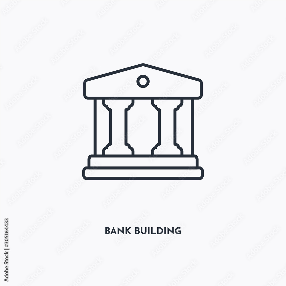 bank building outline icon. Simple linear element illustration. Isolated line bank building icon on white background. Thin stroke sign can be used for web, mobile and UI. bank building outline icon. Simple linear element illustration. Isolated line bank building icon on white background. Thin stroke sign can be used for web, mobile and UI.