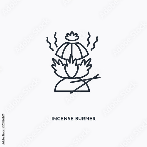 Incense burner outline icon. Simple linear element illustration. Isolated line Incense burner icon on white background. Thin stroke sign can be used for web, mobile and UI.