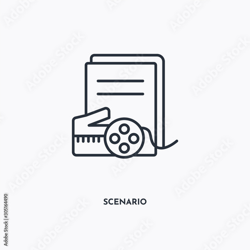 Scenario outline icon. Simple linear element illustration. Isolated line Scenario icon on white background. Thin stroke sign can be used for web, mobile and UI.