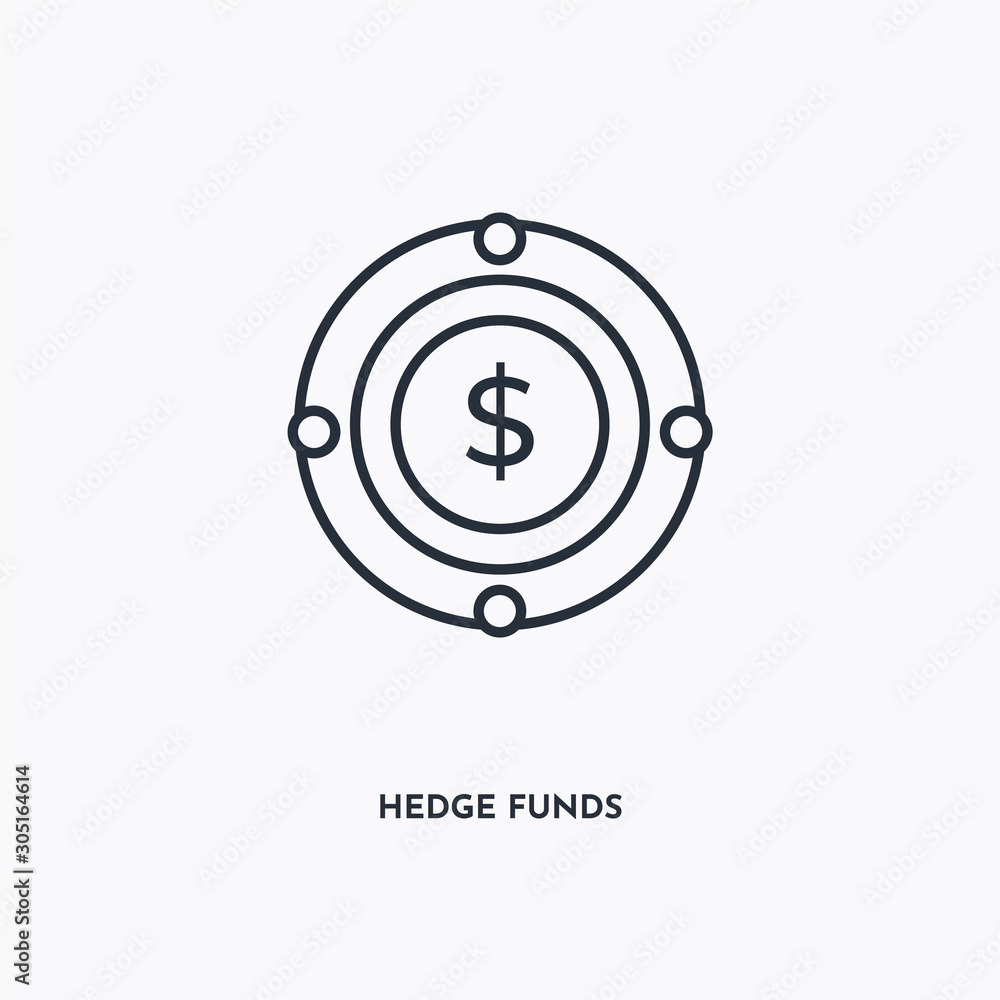 Hedge funds outline icon. Simple linear element illustration. Isolated line Hedge funds icon on white background. Thin stroke sign can be used for web, mobile and UI. Hedge funds outline icon. Simple linear element illustration. Isolated line Hedge funds icon on white background. Thin stroke sign can be used for web, mobile and UI.