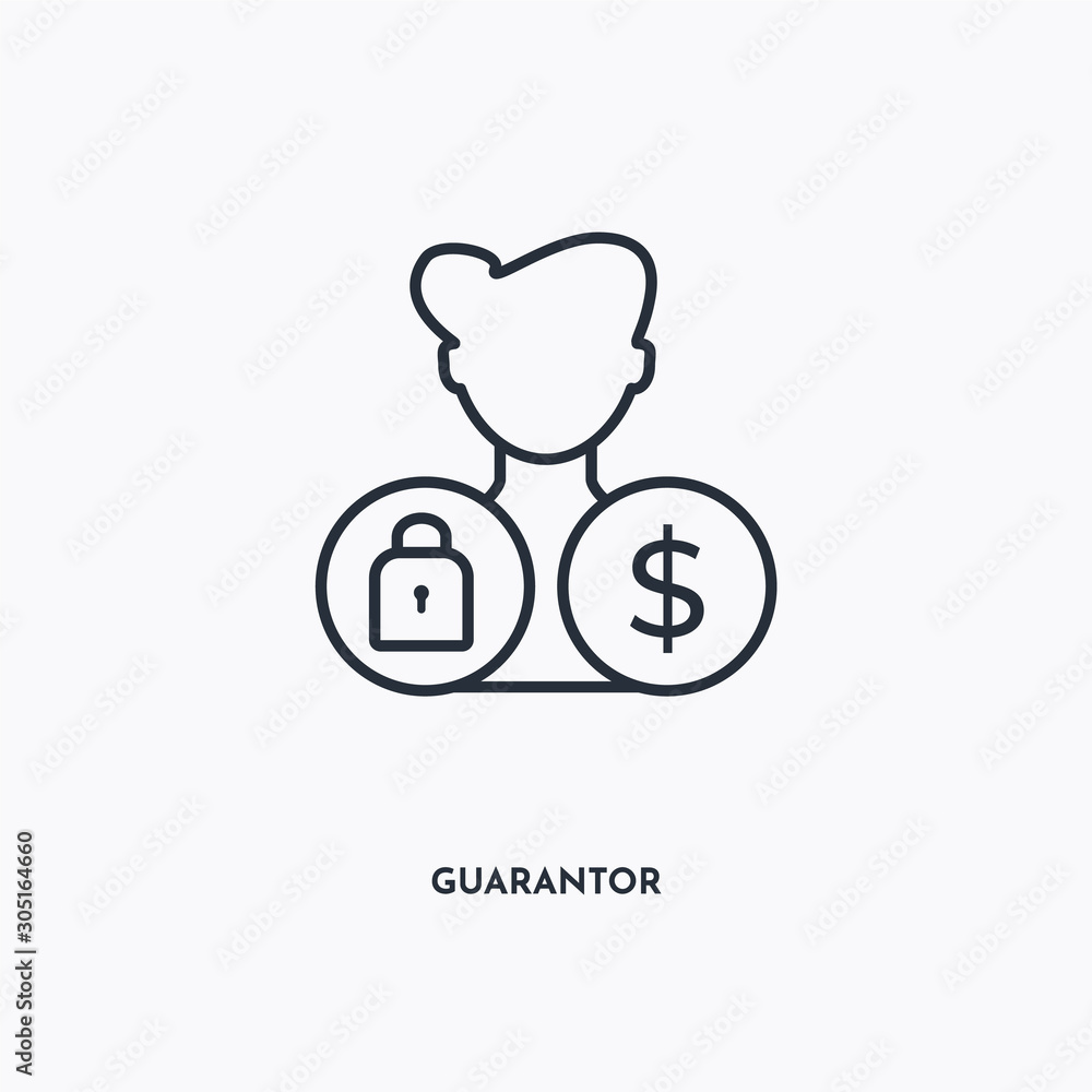 Guarantor outline icon. Simple linear element illustration. Isolated line Guarantor icon on white background. Thin stroke sign can be used for web, mobile and UI.