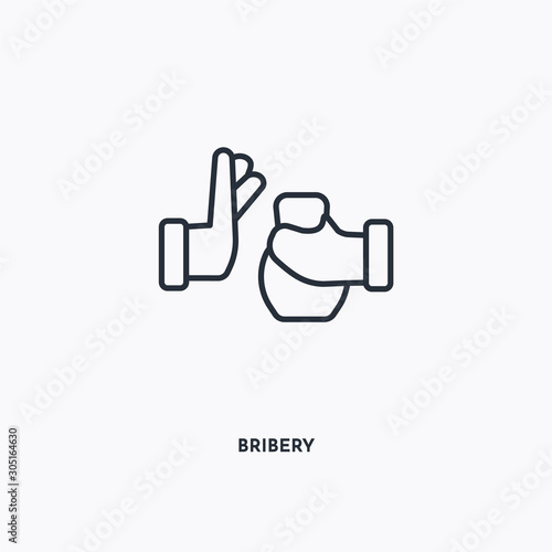 Bribery outline icon. Simple linear element illustration. Isolated line Bribery icon on white background. Thin stroke sign can be used for web, mobile and UI.