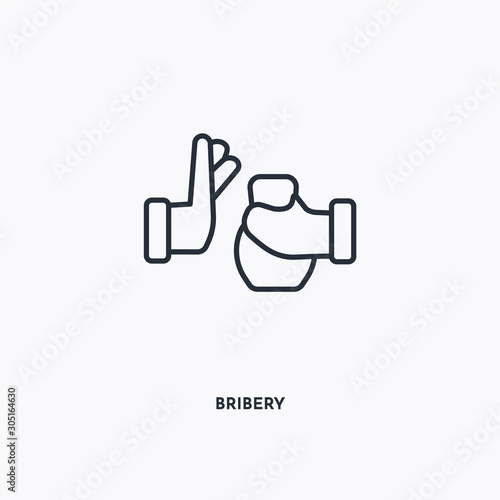 Bribery outline icon. Simple linear element illustration. Isolated line Bribery icon on white background. Thin stroke sign can be used for web  mobile and UI.