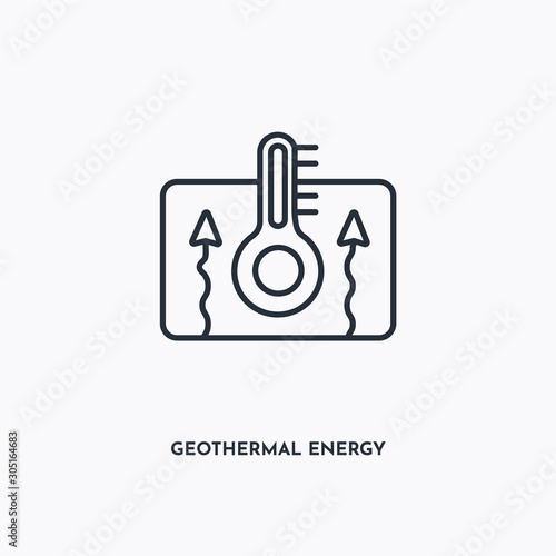 Geothermal Energy outline icon. Simple linear element illustration. Isolated line Geothermal Energy icon on white background. Thin stroke sign can be used for web, mobile and UI.