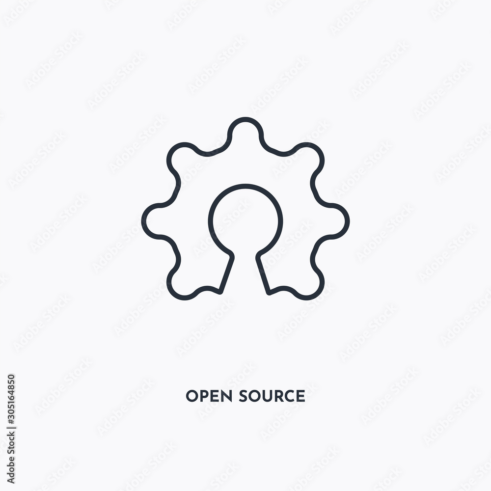open source outline icon. Simple linear element illustration. Isolated line open source icon on white background. Thin stroke sign can be used for web, mobile and UI. open source outline icon. Simple linear element illustration. Isolated line open source icon on white background. Thin stroke sign can be used for web, mobile and UI.