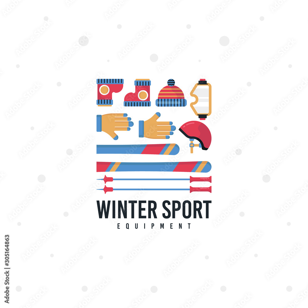 Hello winter illustration with flat icon vector
