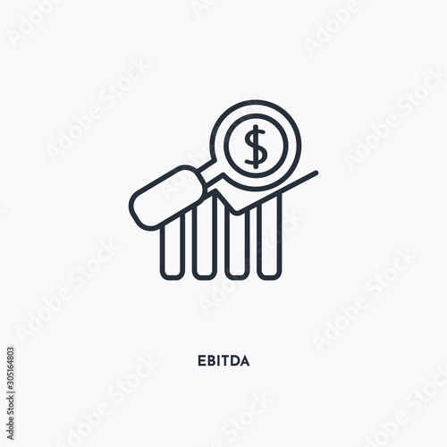 Ebitda outline icon. Simple linear element illustration. Isolated line Ebitda icon on white background. Thin stroke sign can be used for web, mobile and UI.