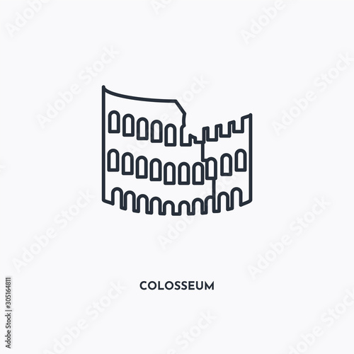 Colosseum outline icon. Simple linear element illustration. Isolated line Colosseum icon on white background. Thin stroke sign can be used for web, mobile and UI.