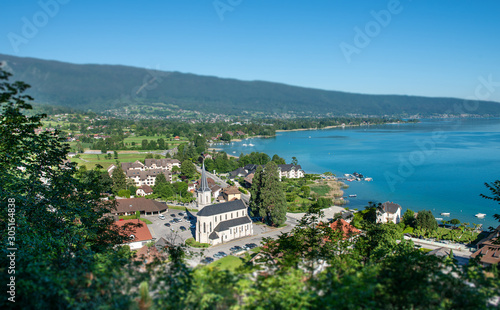 view of Annecy lake in french Alps with Duingt village © Philipimage