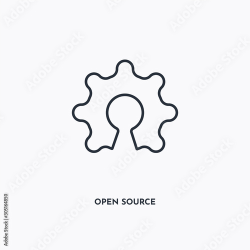 open source outline icon. Simple linear element illustration. Isolated line open source icon on white background. Thin stroke sign can be used for web, mobile and UI.