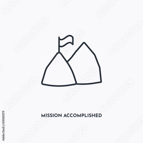 mission accomplished outline icon. Simple linear element illustration. Isolated line mission accomplished icon on white background. Thin stroke sign can be used for web, mobile and UI.