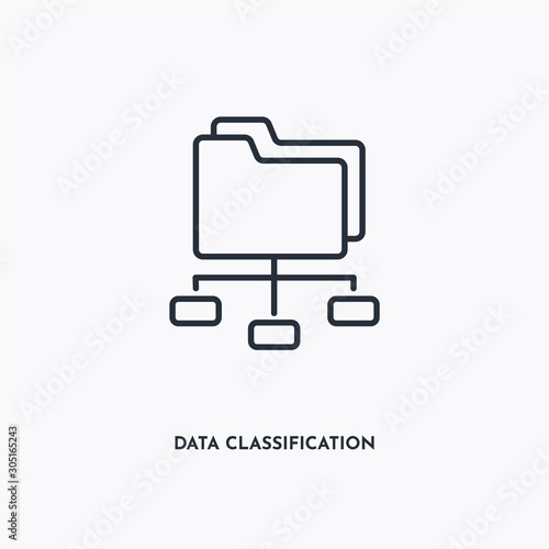 data classification outline icon. Simple linear element illustration. Isolated line data classification icon on white background. Thin stroke sign can be used for web, mobile and UI.