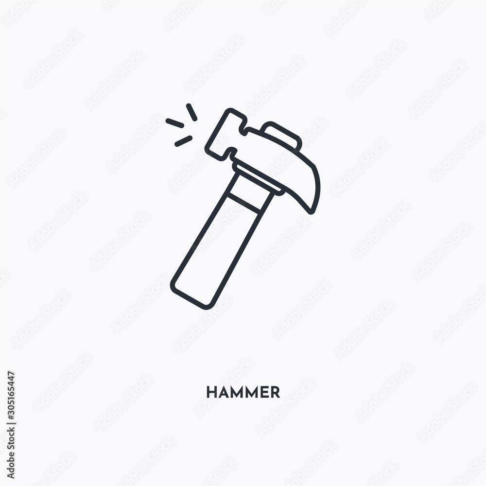 hammer outline icon. Simple linear element illustration. Isolated line hammer icon on white background. Thin stroke sign can be used for web, mobile and UI. hammer outline icon. Simple linear element illustration. Isolated line hammer icon on white background. Thin stroke sign can be used for web, mobile and UI.