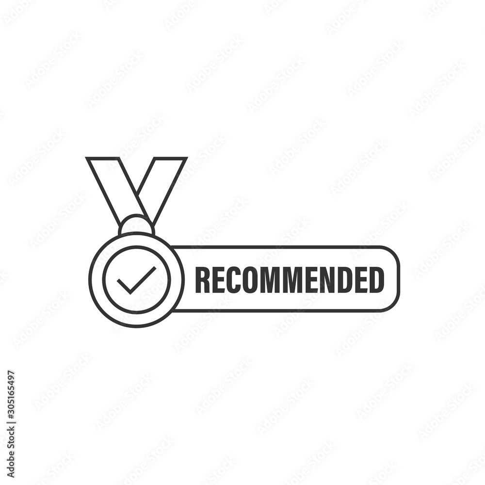 Recommend icon in flat style. Check mark medal vector illustration on white isolated background. Guarantee business concept. Recommend icon in flat style. Check mark medal vector illustration on white isolated background. Guarantee business concept.