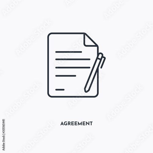 Agreement outline icon. Simple linear element illustration. Isolated line Agreement icon on white background. Thin stroke sign can be used for web, mobile and UI.