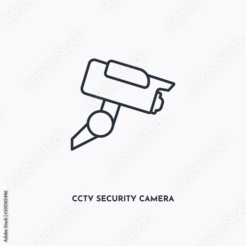 Cctv security camera outline icon. Simple linear element illustration. Isolated line Cctv security camera icon on white background. Thin stroke sign can be used for web, mobile and UI.